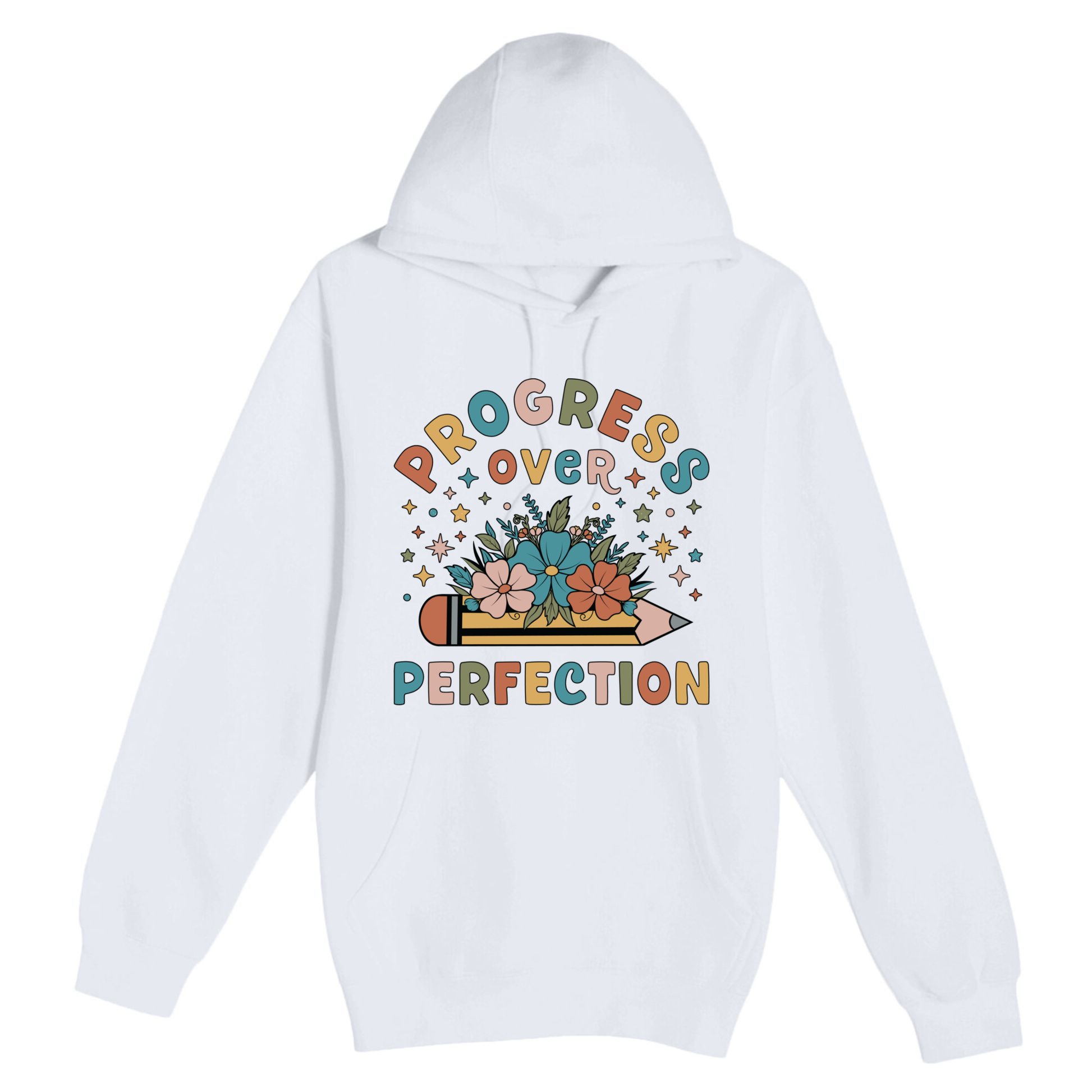 Progress Over Perfection | Teacher Wildflower Back To School Premium Pullover Hoodie