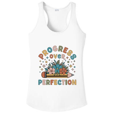 Progress Over Perfection | Teacher Wildflower Back To School Ladies PosiCharge Competitor Racerback Tank