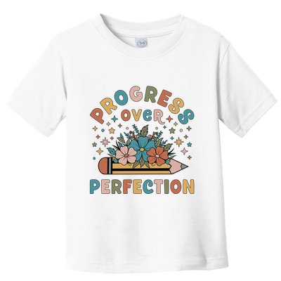 Progress Over Perfection | Teacher Wildflower Back To School Toddler T-Shirt