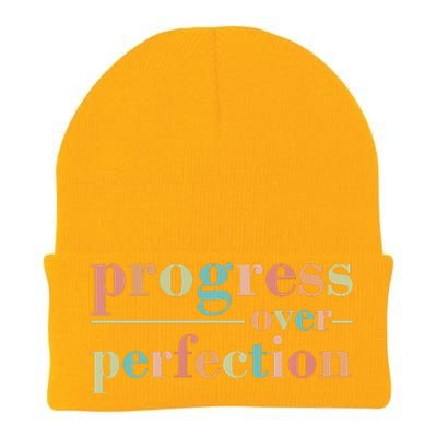 Progress Over Perfection Quote Knit Cap Winter Beanie