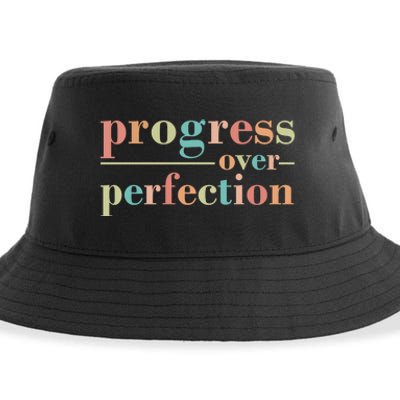 Progress Over Perfection Quote Sustainable Bucket Hat