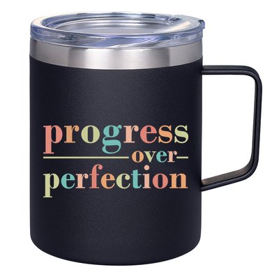 Progress Over Perfection Quote 12oz Stainless Steel Coffee Mug