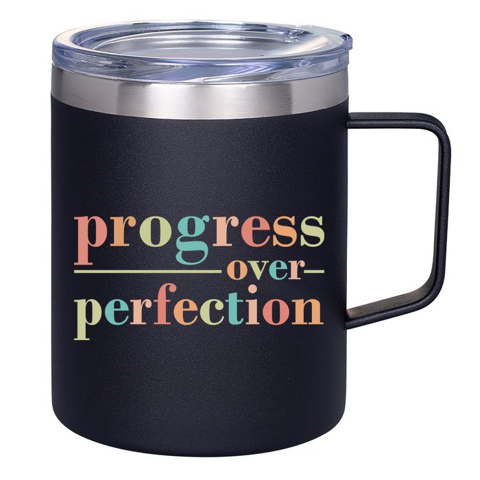 Progress Over Perfection Quote 12oz Stainless Steel Coffee Mug