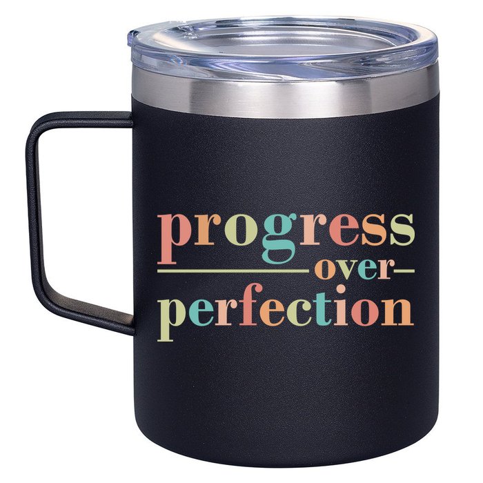 Progress Over Perfection Quote 12oz Stainless Steel Coffee Mug