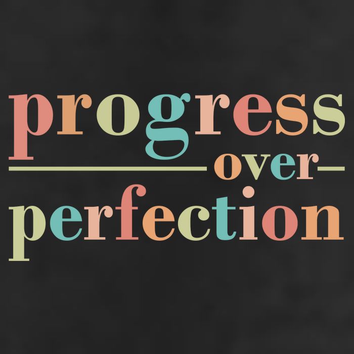 Progress Over Perfection Quote Golf Towel