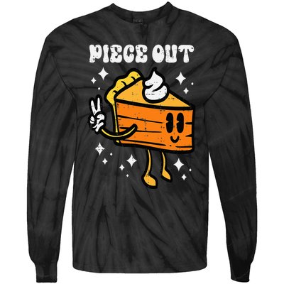 Piece Out Pumpkin Pie Funny Retro Thanksgiving Tie-Dye Long Sleeve Shirt