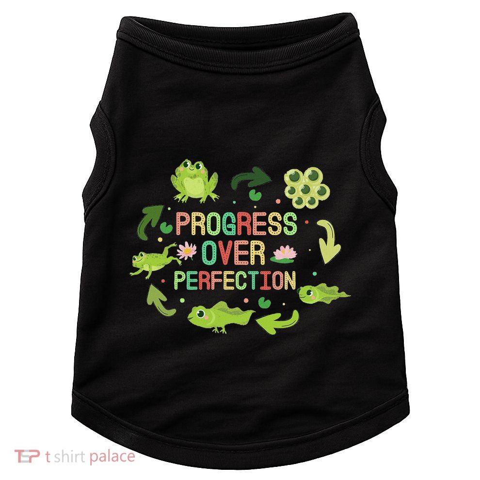Progress Over Perfection Frog Back To School Teacher Doggie Tank