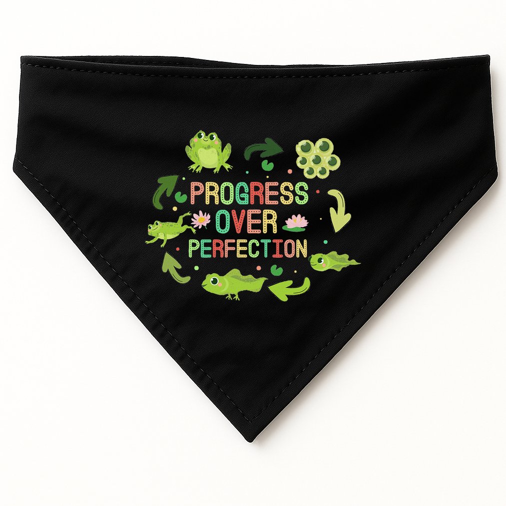 Progress Over Perfection Frog Back To School Teacher USA-Made Doggie Bandana