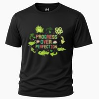 Progress Over Perfection Frog Back To School Teacher Cooling Performance Crew T-Shirt
