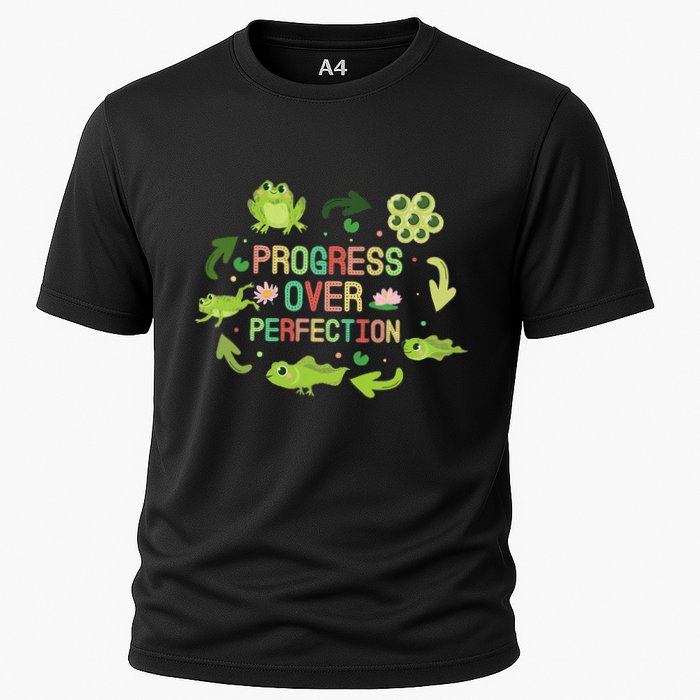 Progress Over Perfection Frog Back To School Teacher Cooling Performance Crew T-Shirt