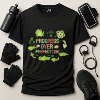 Progress Over Perfection Frog Back To School Teacher Cooling Performance Crew T-Shirt