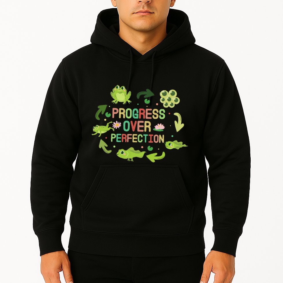 Progress Over Perfection Frog Back To School Teacher Hoodie