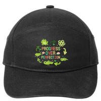 Progress Over Perfection Frog Back To School Teacher 7-Panel Snapback Hat