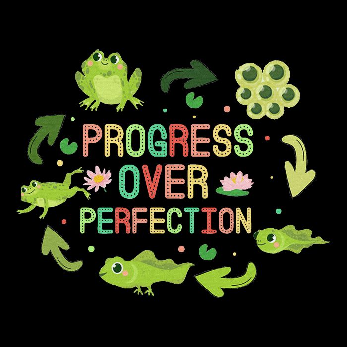 Progress Over Perfection Frog Back To School Teacher 7-Panel Snapback Hat