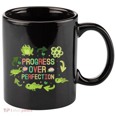 Progress Over Perfection Frog Back To School Teacher 11oz C Handle Ceramic Mug