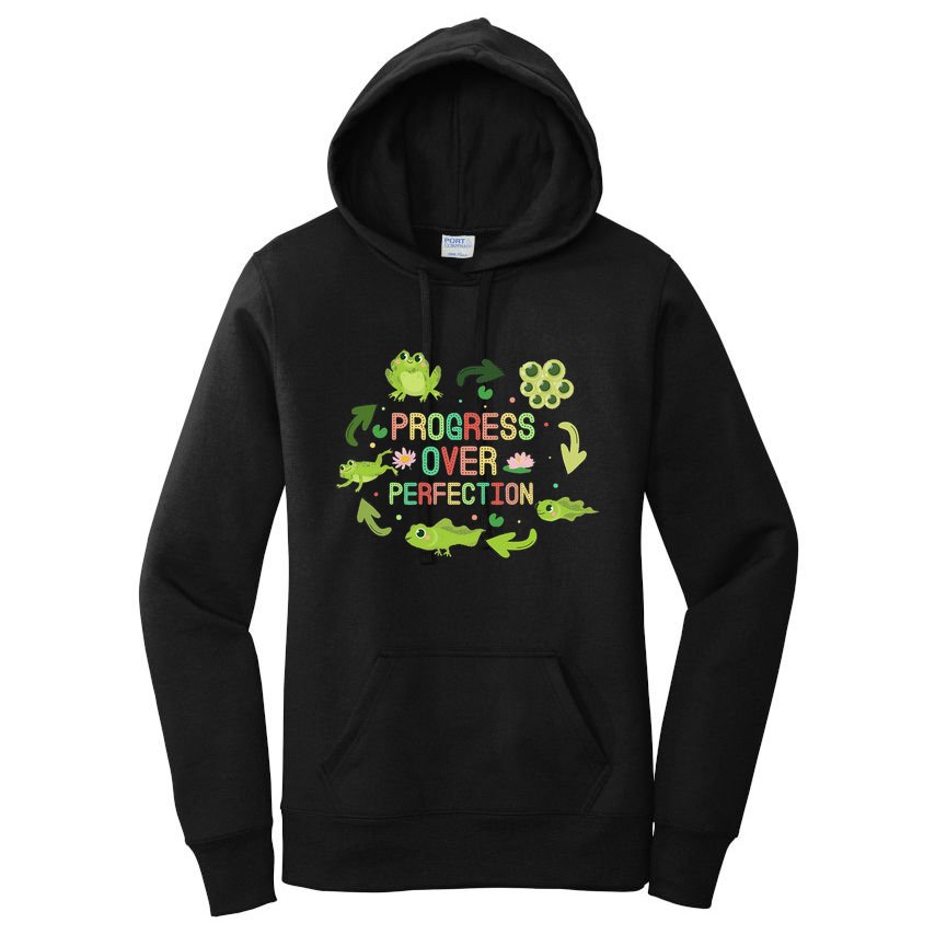 Progress Over Perfection Frog Back To School Teacher Women's Pullover Hoodie
