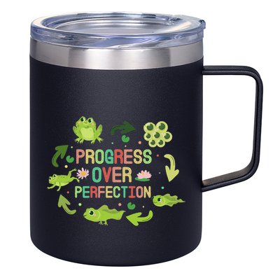 Progress Over Perfection Frog Back To School Teacher 12oz Stainless Steel Coffee Mug