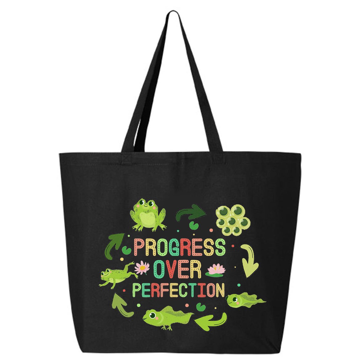 Progress Over Perfection Frog Back To School Teacher 25L Jumbo Tote