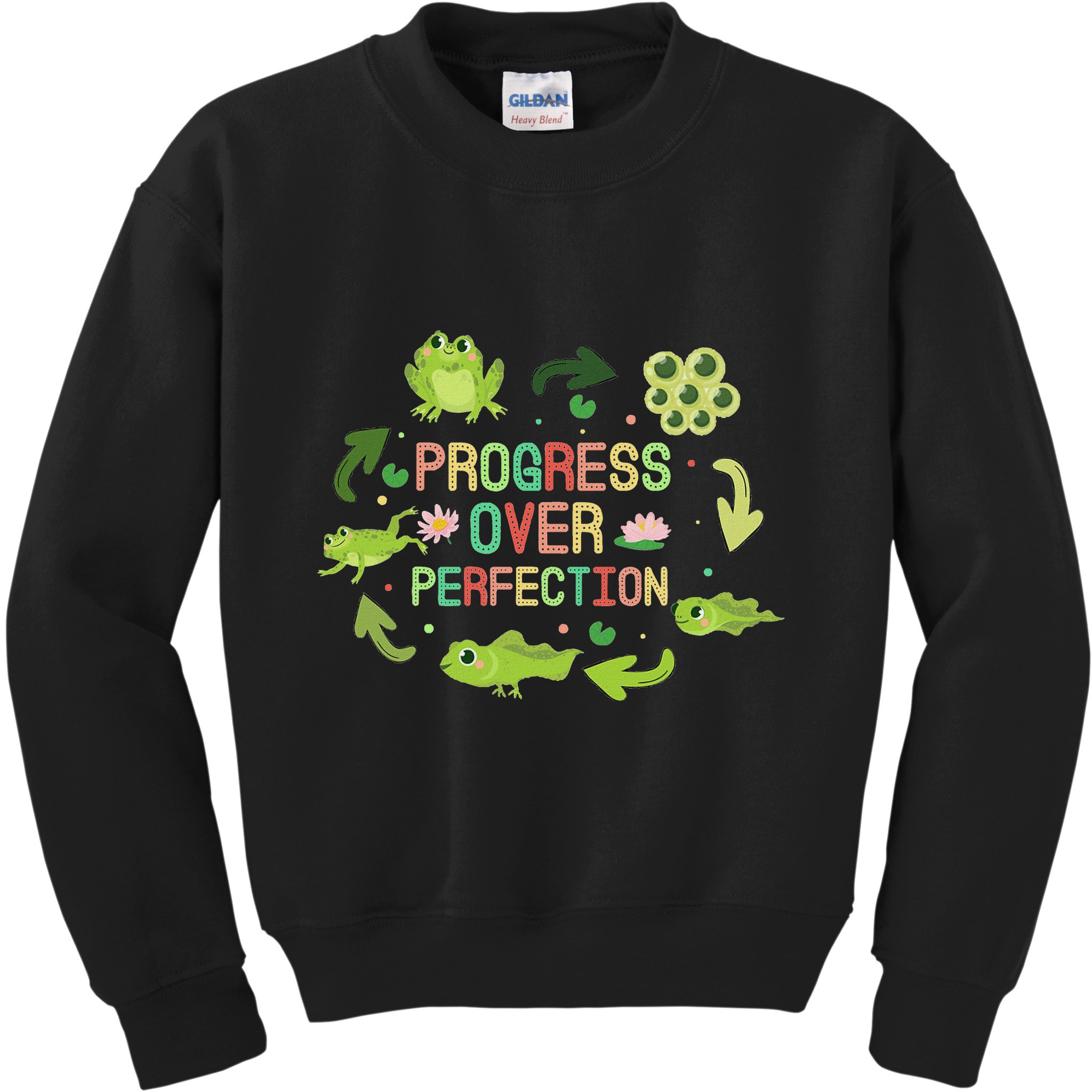 Progress Over Perfection Frog Back To School Teacher Kids Sweatshirt