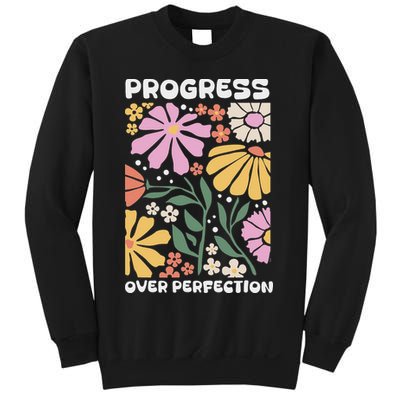 Progress Over Perfection Aba Therapist Behavior Rbt Floral Sweatshirt