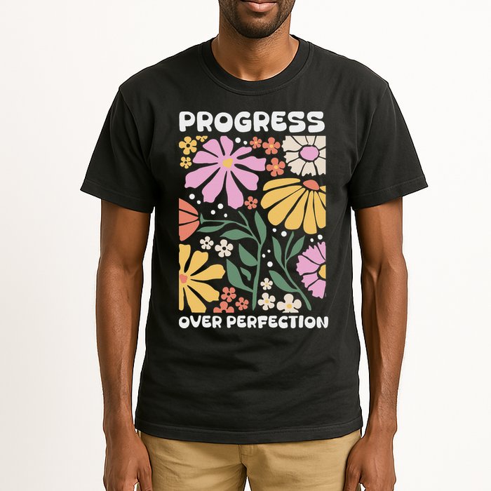 Progress Over Perfection Aba Therapist Behavior Rbt Floral Tall T-Shirt