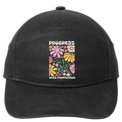 Progress Over Perfection Aba Therapist Behavior Rbt Floral 7-Panel Snapback Hat