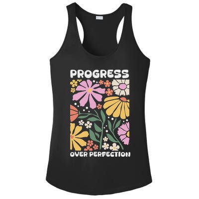 Progress Over Perfection Aba Therapist Behavior Rbt Floral Ladies PosiCharge Competitor Racerback Tank