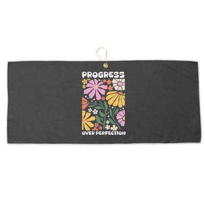 Progress Over Perfection Aba Therapist Behavior Rbt Floral Large Microfiber Waffle Golf Towel