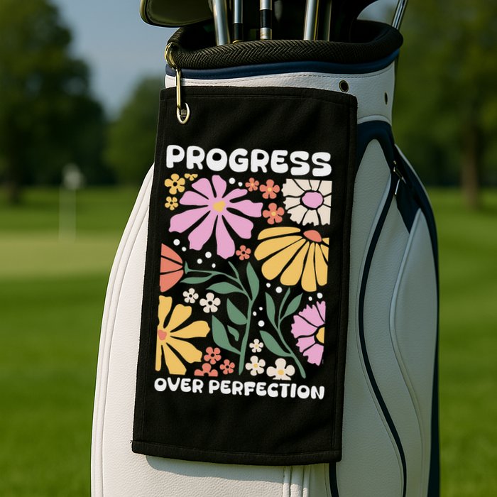 Progress Over Perfection Aba Therapist Behavior Rbt Floral Golf Towel