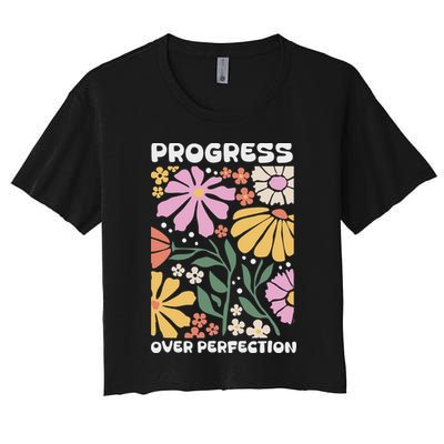 Progress Over Perfection Aba Therapist Behavior Rbt Floral Crop Top
