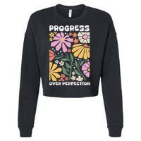 Progress Over Perfection Aba Therapist Behavior Rbt Floral Cropped Pullover Crew