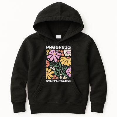 Progress Over Perfection Aba Therapist Behavior Rbt Floral Kids Hoodie