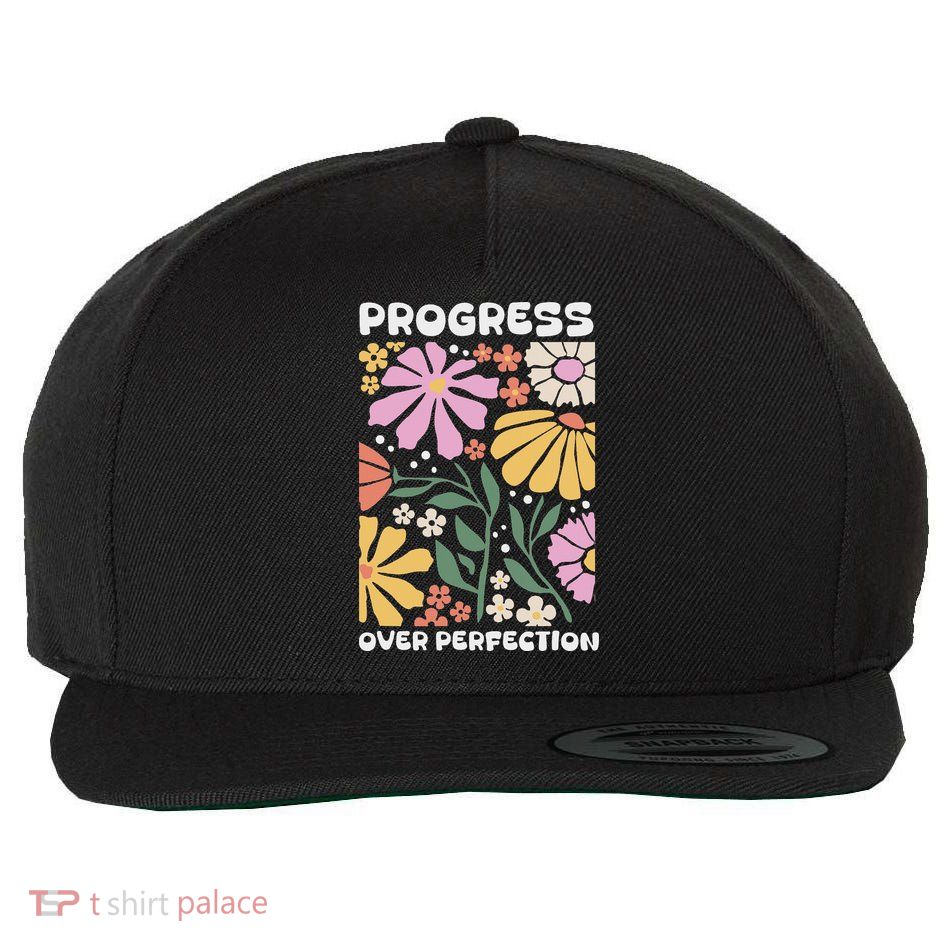 Progress Over Perfection Aba Therapist Behavior Rbt Floral Wool Snapback Cap
