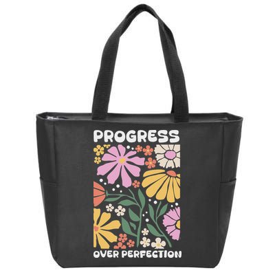 Progress Over Perfection Aba Therapist Behavior Rbt Floral Zip Tote Bag