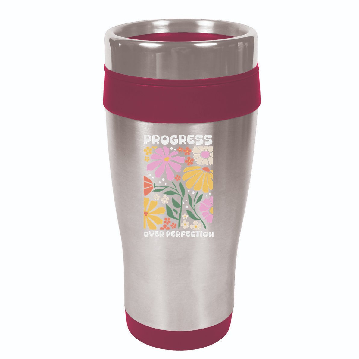 Progress Over Perfection Aba Therapist Behavior Rbt Floral 16oz Travel Tumbler