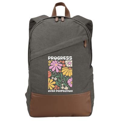 Progress Over Perfection Aba Therapist Behavior Rbt Floral Cotton Canvas Backpack