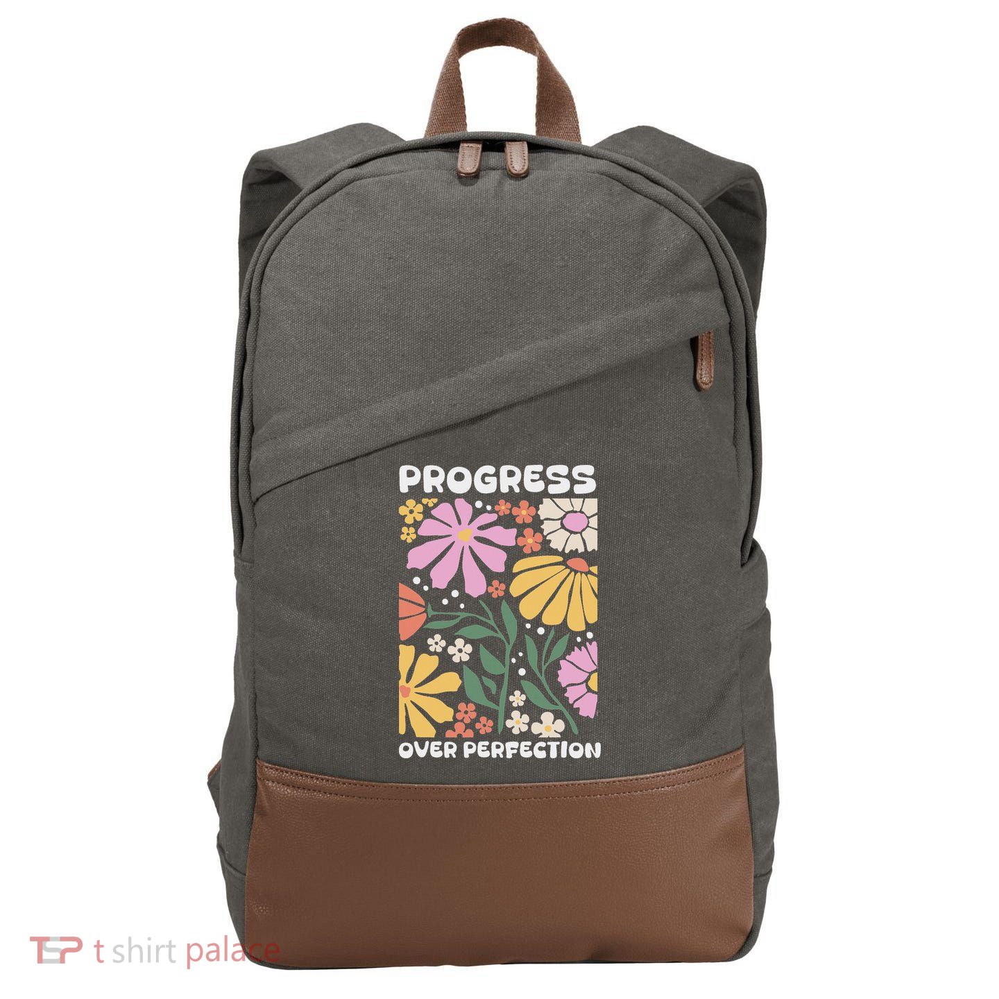 Progress Over Perfection Aba Therapist Behavior Rbt Floral Cotton Canvas Backpack