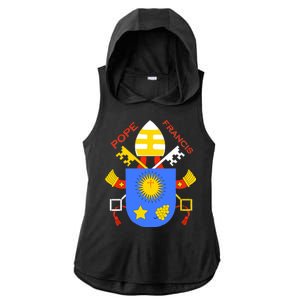 Pope Francis Emblem Christianity Ladies PosiCharge Tri-Blend Wicking Draft Hoodie Tank