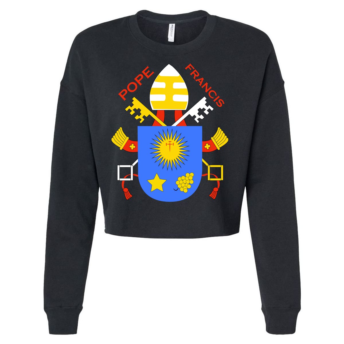 Pope Francis Emblem Christianity Cropped Pullover Crew