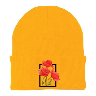 Poppy Flowers Knit Cap Winter Beanie