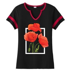 Poppy Flowers Ladies Halftime Notch Neck Tee