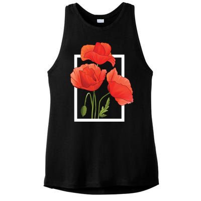 Poppy Flowers Ladies PosiCharge Tri-Blend Wicking Tank