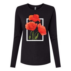 Poppy Flowers Womens Cotton Relaxed Long Sleeve T-Shirt