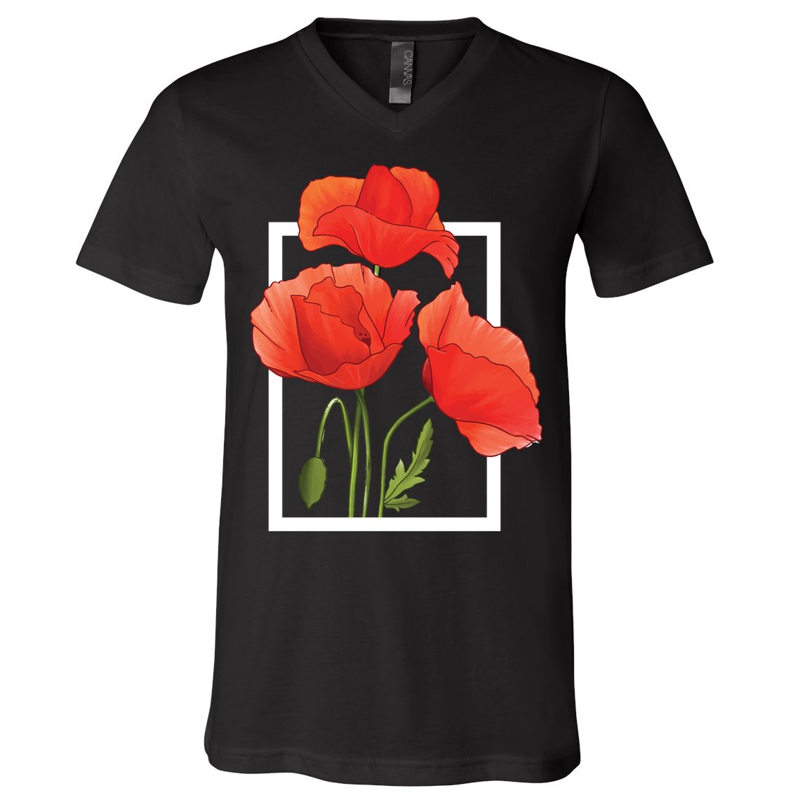 Poppy Flowers V-Neck T-Shirt
