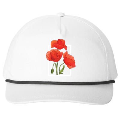 Poppy Flowers Snapback Five-Panel Rope Hat