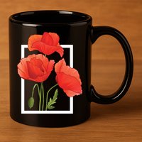 Poppy Flowers 11oz C Handle Ceramic Mug