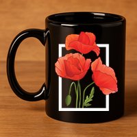 Poppy Flowers 11oz C Handle Ceramic Mug