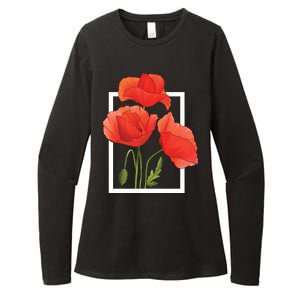 Poppy Flowers Womens CVC Long Sleeve Shirt