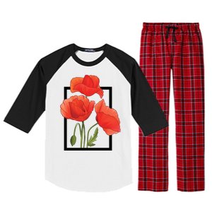 Poppy Flowers Raglan Sleeve Pajama Set