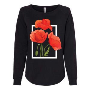 Poppy Flowers Womens California Wash Sweatshirt